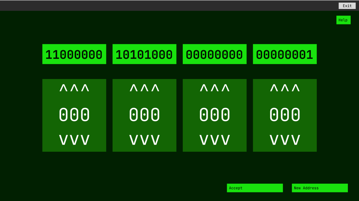 Wireframe: binary to decimal conversion